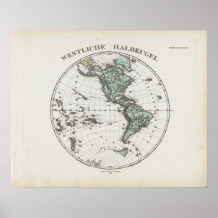 Pôster Mapa do atlas do hemisfério ocidental