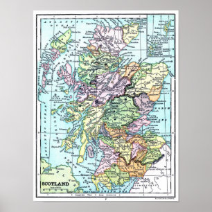 Poster Mapa do atlas do vintage - Scotland