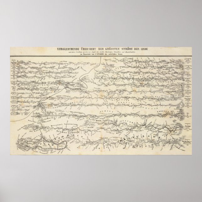 Pôster Mapa do Atlas dos Rios (Frente)