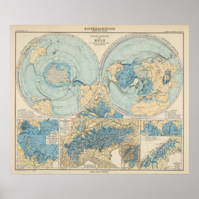 Pôster Mapa do Atlas Eisverbreitung (Frente)