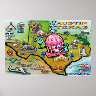 Pôster Mapa do Austin TEXAS