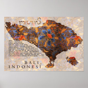 Poster Mapa do Batik tradicional de Bali