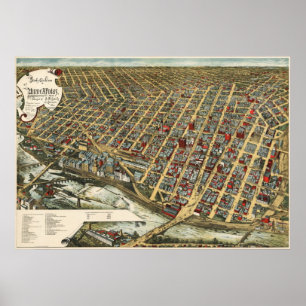 Pôster Mapa do birdseye de Minneapolis - 1891 (Smith)