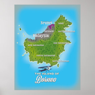 Poster Mapa do Borneo