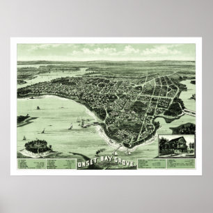 Pôster Mapa do bosque da baía do início em Wareham, MÃ