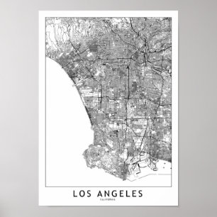 Poster Mapa do branco de Los Angeles