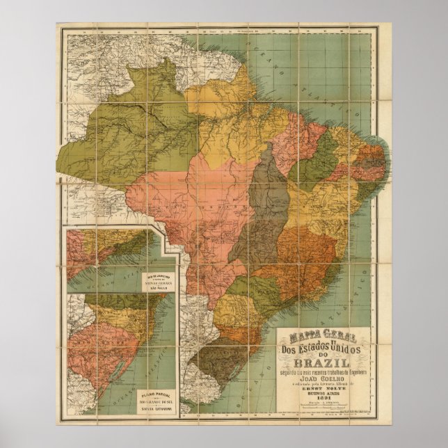 Pôster Mapa do Brasil (Frente)