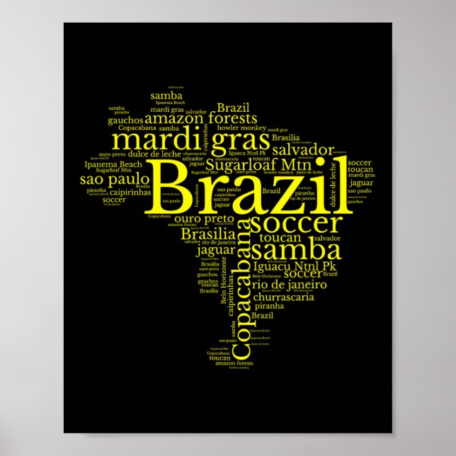 Poster Mapa do Brasil Futebol Brasileiro Copacana Brasil  (Frente)