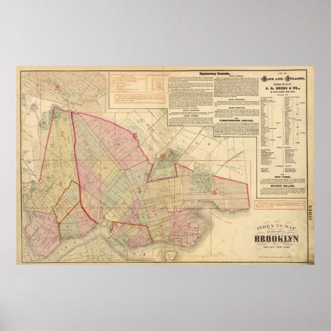 Poster Mapa do Brooklyn de índice (Frente)