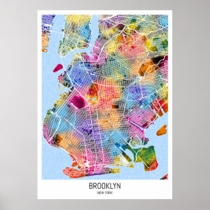 Poster Mapa do Brooklyn em Nova Iorque