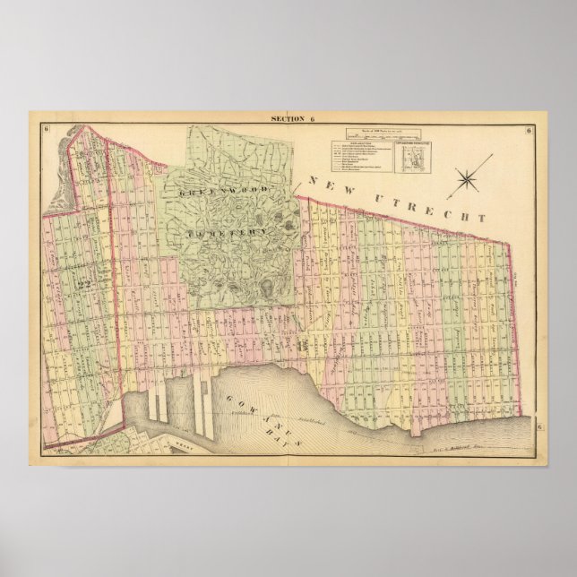 Pôster Mapa do Brooklyn Sec 6 (Frente)