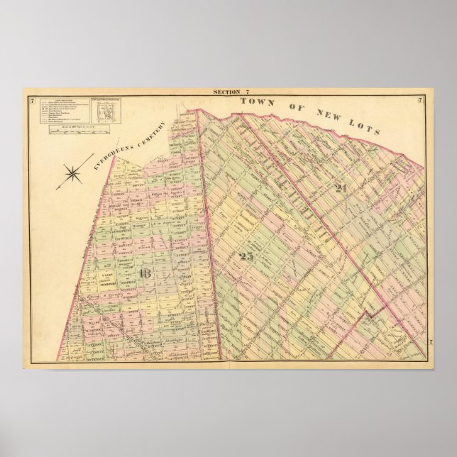 Pôster Mapa do Brooklyn Sec 7 (Frente)
