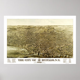 Poster Mapa do búfalo, NY desde 1880