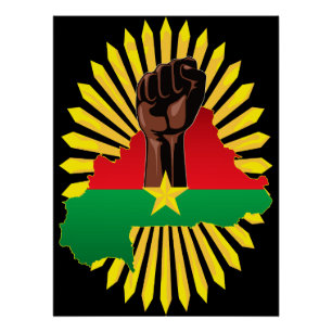 Pôster Mapa do Burkina Faso, Bandeira e Resistência à Rev