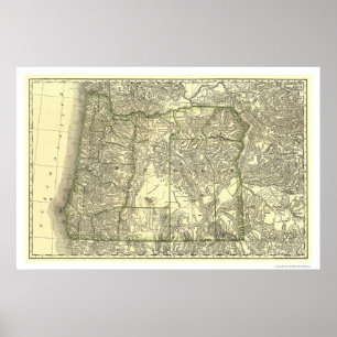 Pôster Mapa do Caminho de Ferro do Oregon 1876