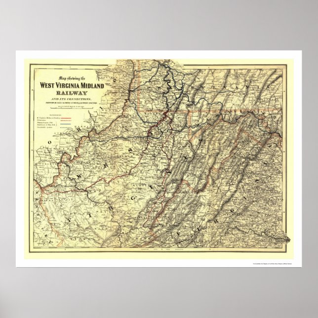 Poster Mapa do Caminho de Ferro Midland West Virginia 188 (Frente)