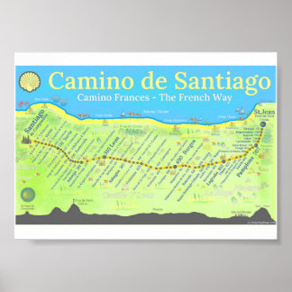 Poster Mapa do Caminho de Santiago