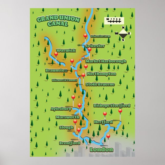 Poster Mapa do Canal da Grande União (Frente)