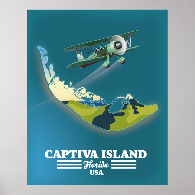 Poster Mapa do Captiva Island Florida USA (Frente)