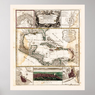 Poster Mapa do Caribe (1781)