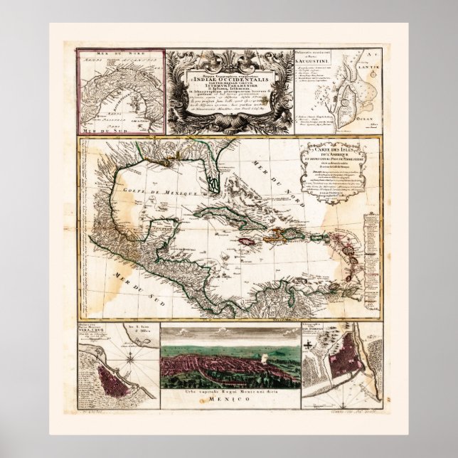 Poster Mapa do Caribe (1781) (Frente)