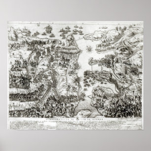 Poster Mapa do cerco de Malta em 1565