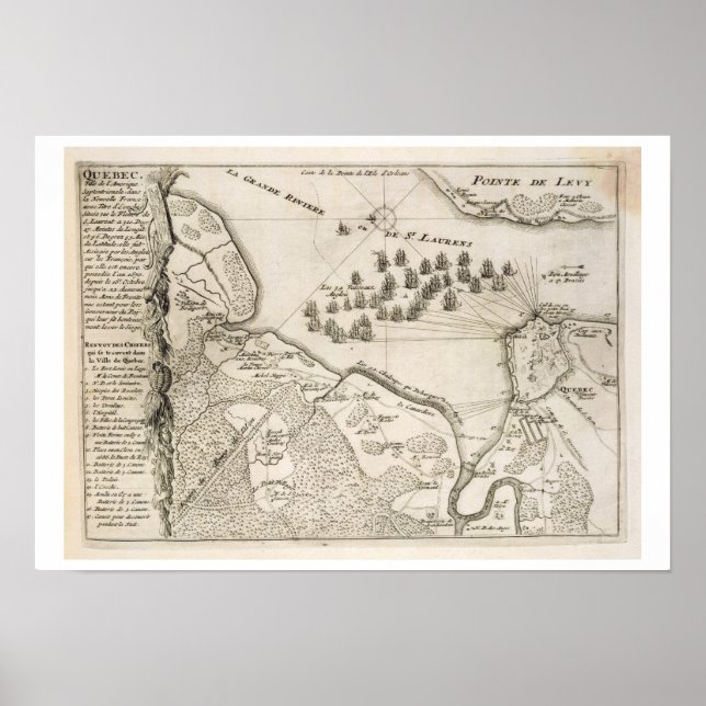 Pôster Mapa do Cerco do Quebeque pela Frota Britânica, 1 (Frente)