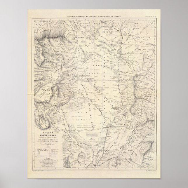 Poster Mapa do Chaco Excelente e regiões vizinhas (Frente)