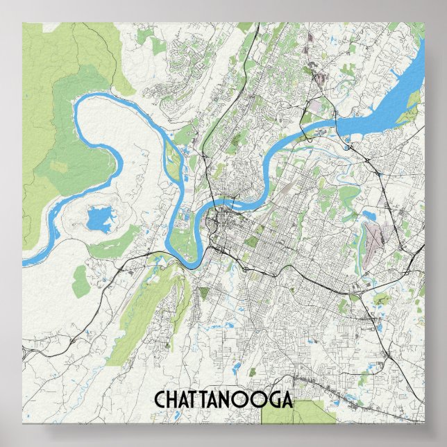 Poster Mapa do Chattanooga (Frente)