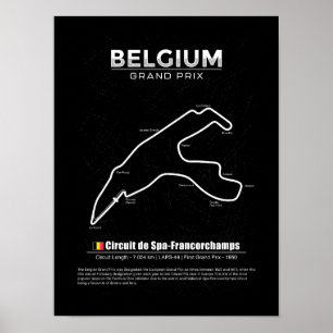 Poster mapa do circuito da grande prêmio da Bélgica