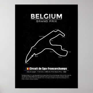 Poster mapa do circuito da grande prêmio da Bélgica