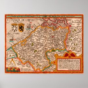 Poster Mapa do condado da Flandres (1609)