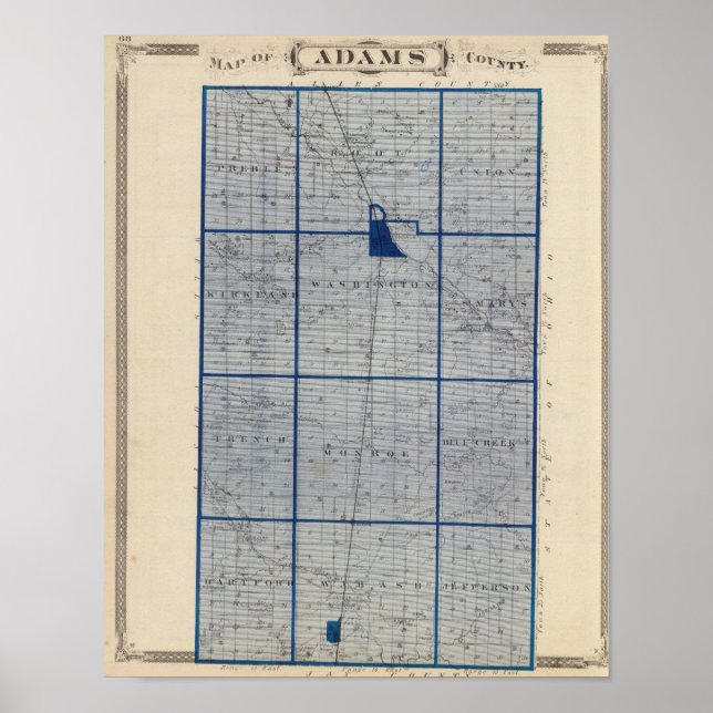 Pôster Mapa do Condado de Adams (Frente)