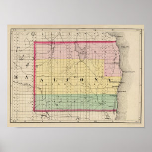 Poster Mapa do Condado de Alcona, Michigan