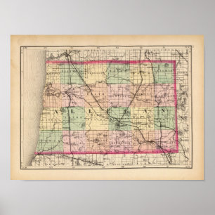 Pôster Mapa do Condado de Alegan, Michigan