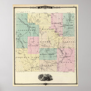 Poster Mapa do Condado de Barron, Estado de Wisconsin