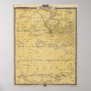 Pôster Mapa do Condado de Benton, estado de Iowa