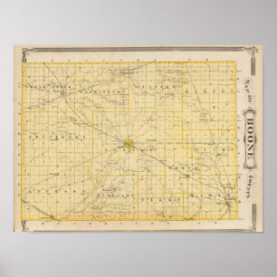 Pôster Mapa do Condado de Boone