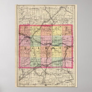 Pôster Mapa do Condado de Calhoun, Michigan