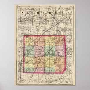 Pôster Mapa do Condado de Cass, Michigan