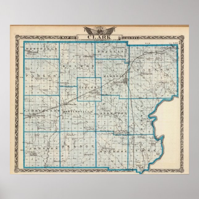 Poster Mapa do Condado de Clark (Frente)