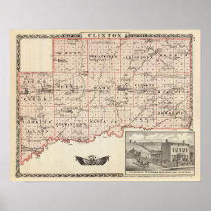Pôster Mapa do Condado de Clinton