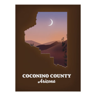 Pôster Mapa do Condado de Coconino Arizona.