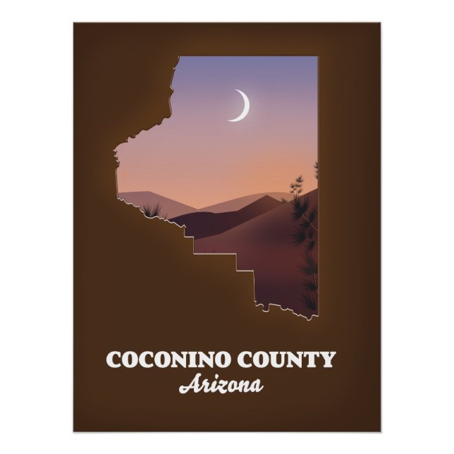 Pôster Mapa do Condado de Coconino Arizona. (Frente)