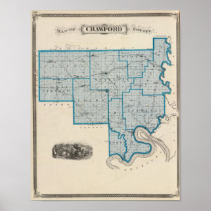 Pôster Mapa do Condado de Crawford
