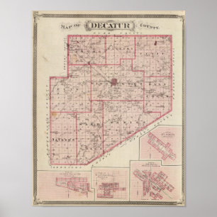 Poster Mapa do Condado de Decatur com St Omer