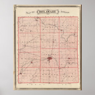 Poster Mapa do Condado de Delaware