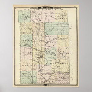 Poster Mapa do Condado de Dunn, estado de Wisconsin