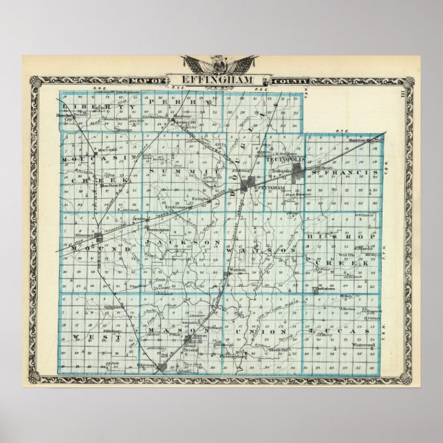 Pôster Mapa do Condado de Effingham (Frente)
