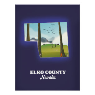 Pôster Mapa do Condado de Elko Nevada